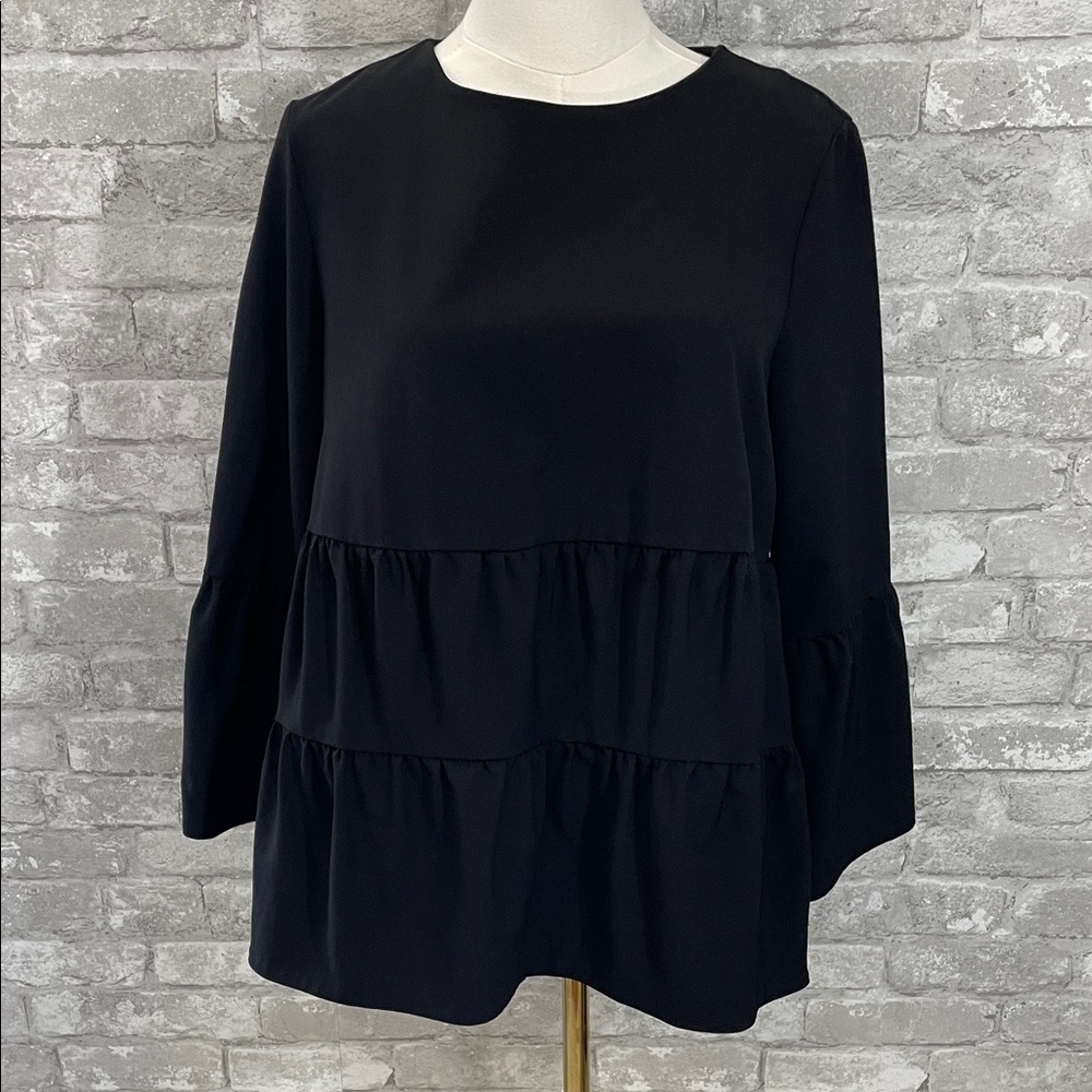 COS Black Tiered Bell Sleeve Blouse